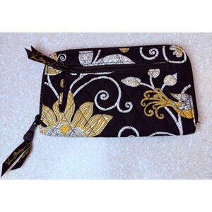 Vera Bradley Retired Black & Yellow Bird Zip Wallet - EUC